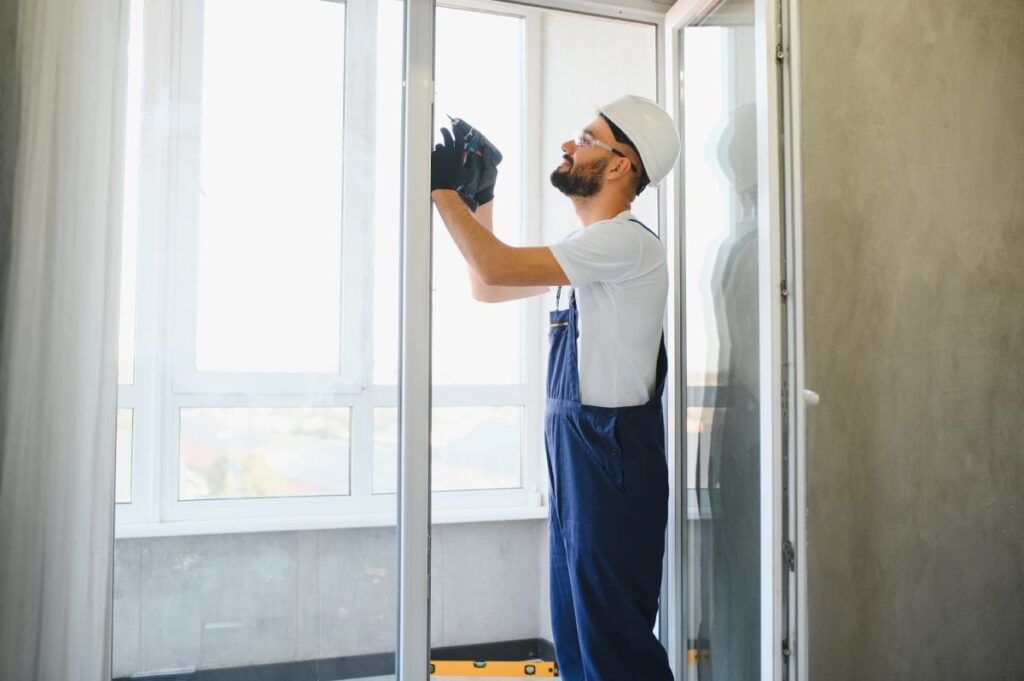 construction-worker-repairing-plastic-window-with-screwdriver-indoors-space-text